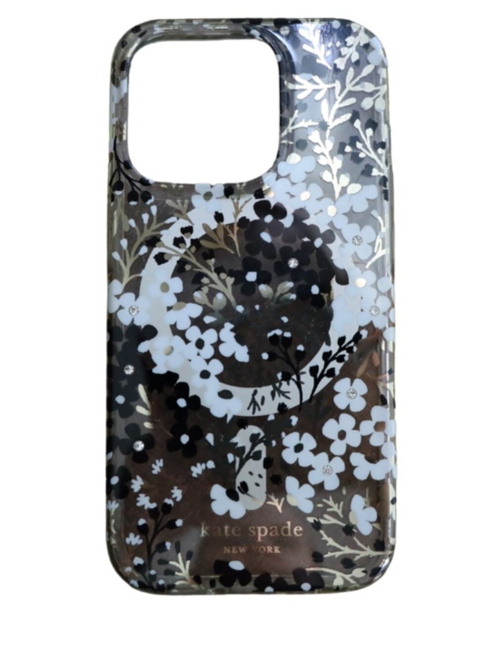 Kate Spade iPhone 16 Pro MagSafe Multi-Floral Case Black White Like New